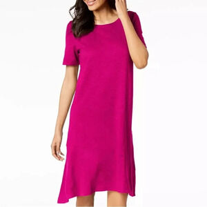 Eileen Fisher's A-line Dress Asymmetrical Hem Pink Hemp Cotton Size Medium